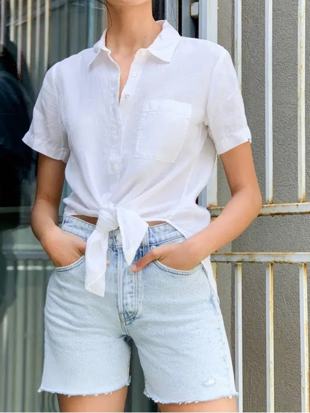 Rag & Bone Maya High-Rise Denim Cut Off Shorts Nevada Blue Light Wash - Picture 3 of 4